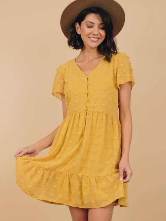 Amazon Dresses & Skirts - Mellow Yellow Polka Dot Dress